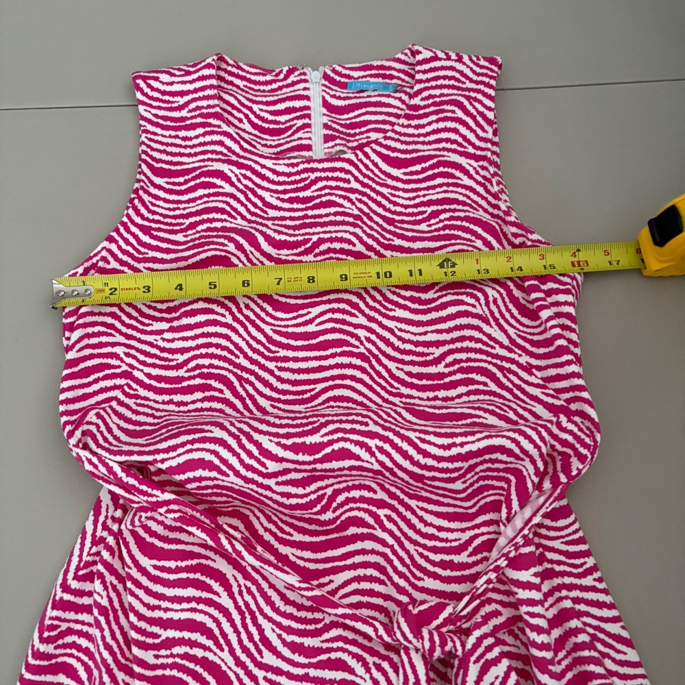 J.McLaughlin Pink White Zebra Wave Print Faux Wrap Side Tie Sheath Dress Small - Picture 5 of 12
